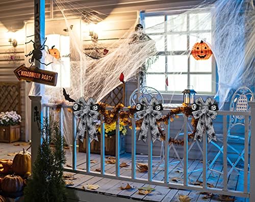 2pcs Halloween WortAth lukovi, Halloween pauk Web lukovi za vijenac sivi seoski luk za ukrase ulaznih vrata Ukrasni lukovi crni stablo