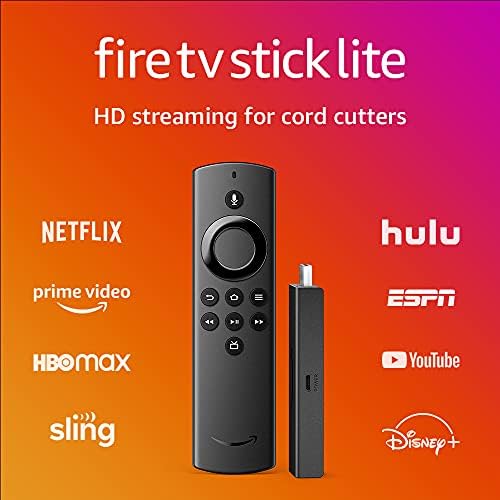 Fire TV Stick Lite, Free and Live TV, Alexa Voice Remote Lite, Smart Home Controls, HD Streaming