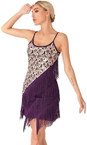 iiniim ženske iskričave šljokice haljina za flapper latino balske tango tasse, obrubljena suknja 1920s plesni kostim