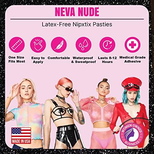 Neva Nude Halloween Nipztix Pasties - Oslovnica za bradavice za festivale, Rave i Lingerie, Medicinski ljepilo za ocjenu, SAD Made