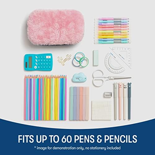 Zipit Fluffy olovka za djevojčice, krznena kutija s olovkom jednoroga, spremnik velikog kapaciteta, čvrst s zatvaračem zatvarača