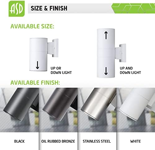 Zidna svjetiljka s postoljem od 926 / Vanjska okrugla cilindrična svjetiljka | 8-inčna svjetiljka od 60 vata / gornja ili donja Rasvjeta,