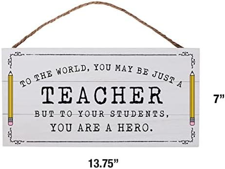 Nastavnik drveni znak na svijetu 13,75 x 7 Rustikalni dekor učionice za drvene daske