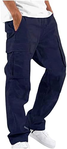 Teretne hlače za muškarce jeseni zimski plišani podstavljena čvrsta boja casual multi džepova na otvorenom Sports Fitness Ravne hlače