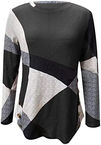 2023 ženske trenirke s prugama u boji, pulover s okruglim vratom sa bočnim gumbima, ležerni labavi vrhovi dugih rukava, majica