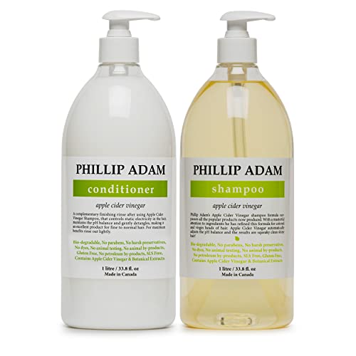 Phillip Adam Apple jabučni ocat šampon i regenerator set za sve vrste kose - pH uravnoteženje - bez sulfata, besplatno paraben i silikonski