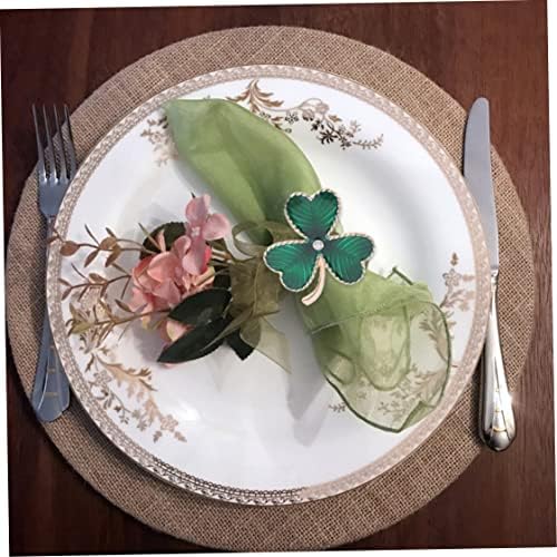 Shamrock salveti prstenovi set od 4 zelene djeteline salvete držač za salvete za salvete za dekor stola St. Patricks Dan pribor