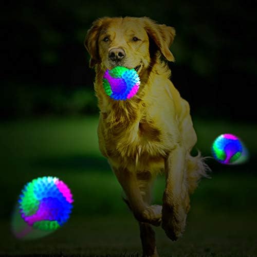 2 kom. svijetle šiljaste kuglice za pse, užarena šiljasta Lopta za kućne ljubimce, LED trepćuća elastična lopta za kućne ljubimce,