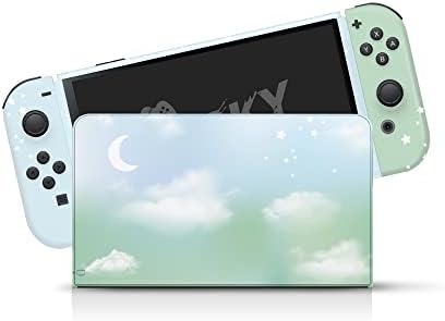 Ljepljivi dizajn zeleni oblaci Koža kompatibilna s nintendo prekidačem OLED Skin -Vinil 3M Nintendo prekidač OLED naljepnice set -