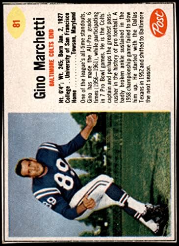 1962. Post žitarica 81 Gino Marchetti Baltimore Colts Ex/Mt Colts San Francisco