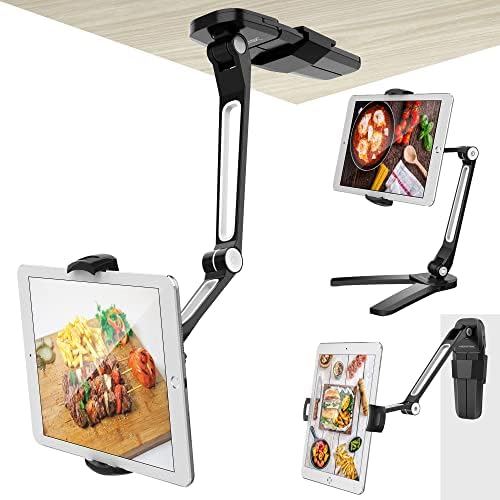 AboveTek iPad zidni nosač, 3 u 1 Highflex 360 ° ispod ormara za iPad nosač za kuhinju, tablet za stanicu ispod držača za pult, kuhinja