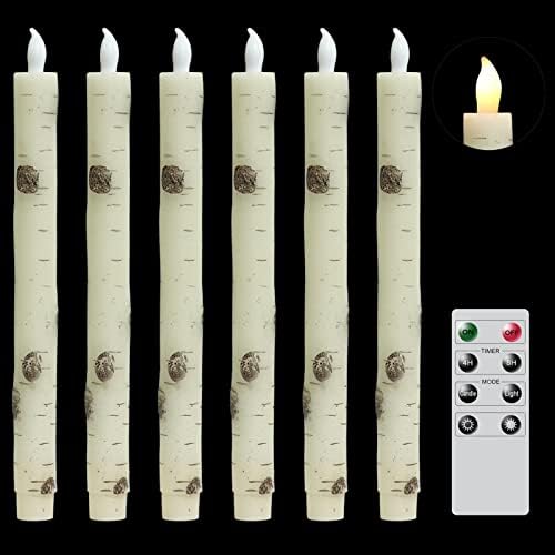 Flameless konusne svijeće u alternativama, trepere s daljinskim upravljačem i timerom, set od 6 pravih voštanih božićnih svijeća s