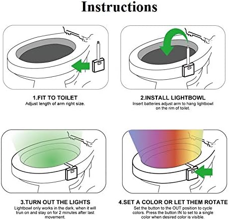Noćno svjetlo za toalet [2 pakiranja], 8 boja LED svjetla za toaletno sjedalo s aktivacijom pokreta, LED noćno svjetlo za kupaonicu