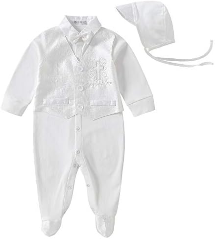 Unisex dječji mjehurić odjeće za krštenje romper za dječake djevojčice ljeto kršćansko odijelo ovratnika bez rukava bijele onečijice