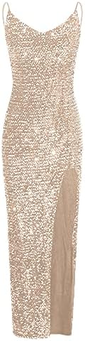Šezlini v vrat proreza koktel haljine za žene večernja zabava dugačka haljina 2023 Ljetna ručna maxi max haljina