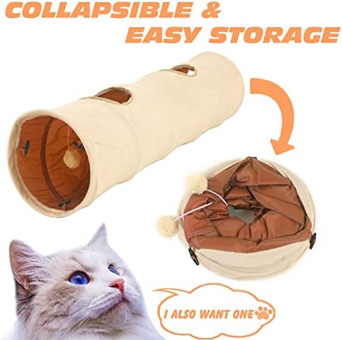 Sheripet Cat Tunels za unutarnje mačke, 10 × 47 koji se može dogoditi pseći tunel s plišanom kuglom igračaka, tunel zamorca s peekaboo