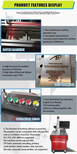Desktop JPT vlaknasti laserski lasersko označavanje stroj za lasersko označavanje 50W, 110 × 110 mm s 80 mm rotacijskom osi