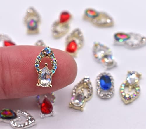 LIFOOST 20PCS luksuzni stil čari za nokte Zlato i srebro Mali kapljice dragulja Dizajni 3d dragulje za umjetnost noktiju za žene manikure