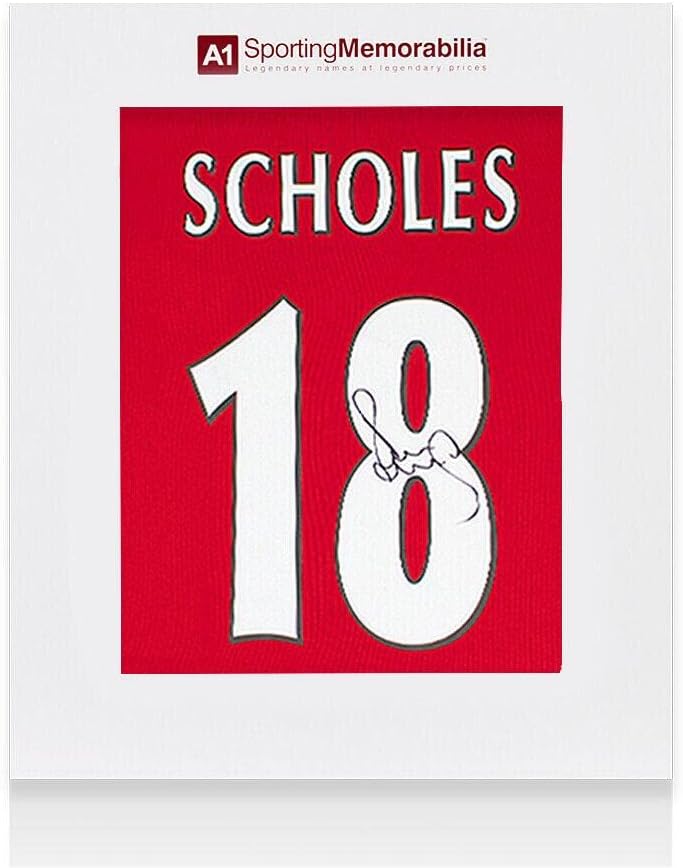 Paul Scholes potpisao Manchester United majicu - 1999, dom, retro, broj 18 - GIF - Autografirani nogometni dresovi