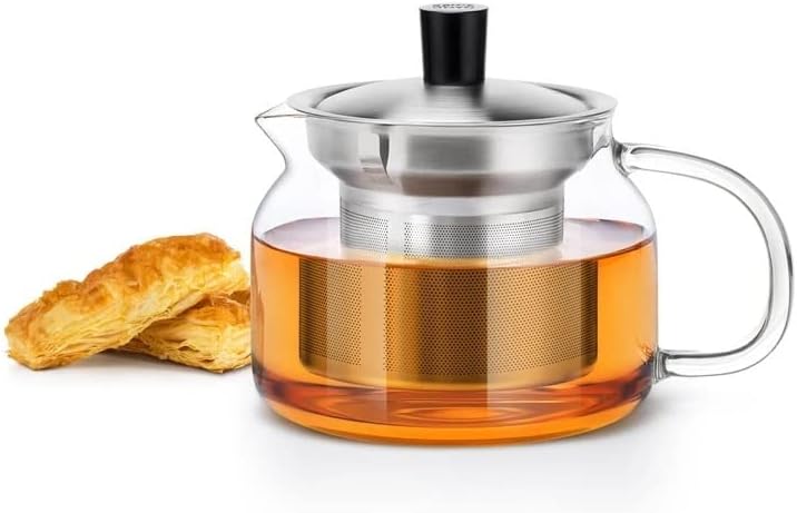 Eyhlkm stakleni čajnik s poklopcem i nehrđajućim cjedilo vrućim ili ledenim vrč voćnim cvjetom čaj od vode boca
