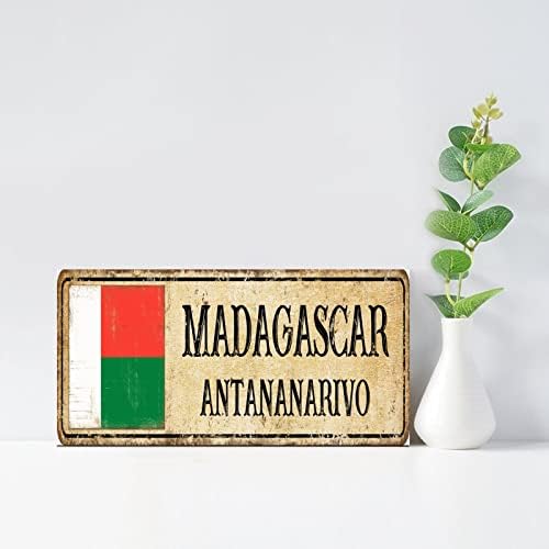 Madcolitote rustikalni madagaskar drveni znakovi Antananarivo zastave Ulični znakovi Prilagođeni seoska kuća Patriotski dekor drvena