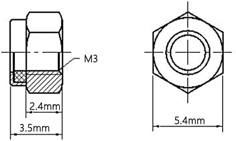 Nacx M3 x 0,5 mm šesterokutne matice, najlonski umetak od nehrđajućeg čelika, matice za samo zaključavanje, 200 pcs