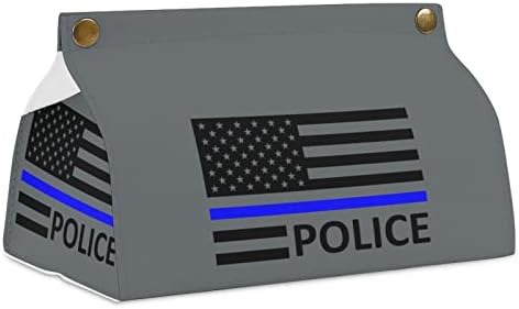 Nas Blue Line policijska zastava PU kožna kutija s kutijama za papir za skladištenje papirnatih ručnika za kućnu spavaću sobu