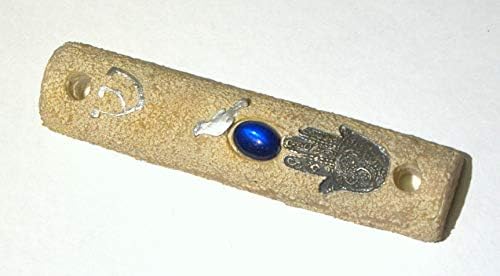 Prikupljanje trendova Judaica Mock Stone Mezuzah Case Hamsa Bird Blue Gem Dekoracija 12 cm