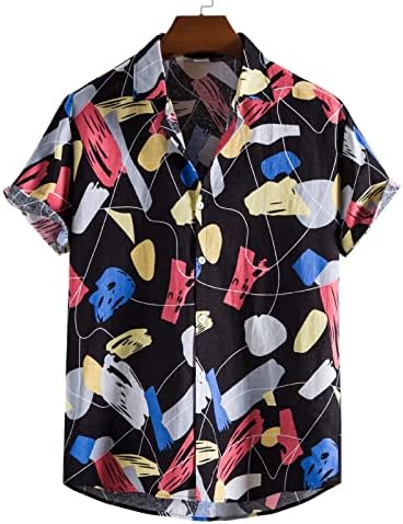 XXBR MENS Ljetne košulje kratkih rukava, gumb dolje havajska košulja Vintage Boho grafički ispis opušteno ugradnje casual plaže vrh