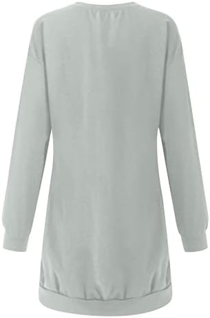 Haljina za kostur za žene za žene Halloween - Džepovi s dugim rukavima pulover haljina od tunike Tweinshirt Comfort haljine