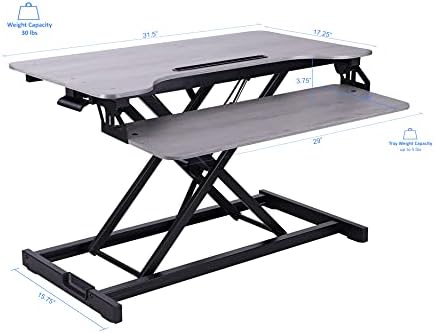 Rocelco stojni stol pretvarač 31,5 inča sjede Stand Up dvostruko monitor tabletop uzgoj s nosačem tableta, visina podesiva radna staza