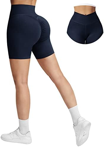 Agroste žene prekrižene kratke hlače s džepovima 5 Scrunch stražnjica za dizanje kratkih hlača plijen plijen visoki struk joga biciklista