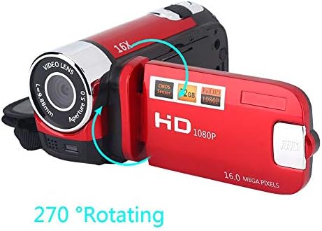 Kamkorder za video kameru, prijenosni rekorder za vlogging kameru Full HD 720P 16MP 2,7 inča 270 stupnjeva rotacije LCD zaslon 16x