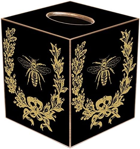 Poklopac kutije za tkivo francuski seoski dekor francuski pčelinji ukrasi držač tkiva dekor dekor kupaonice dekor dekor zlato crno