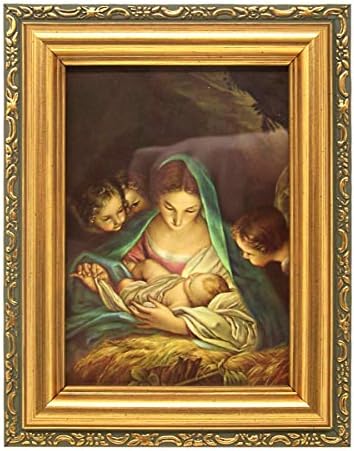Needzo Dekorativna Marija s dojenčadi Isusov tisak sa stojećim okvirom zlatnog tona, 7 1/4 inča