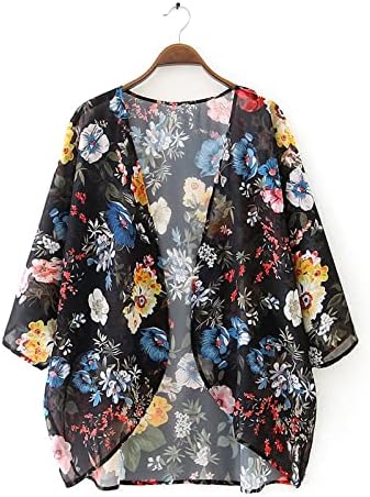 Fragarn kardigan za žene boho cvjetni tisak šifon kimono kardigans plamtene rukave vrhove plaže labave prekrivanje casual majice