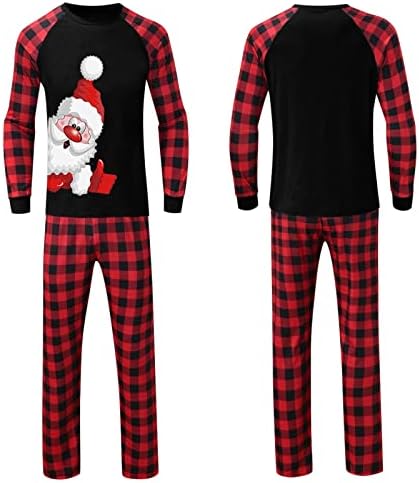 Božićna pidžama za obitelj 2022, božićni dugi rukav blesavi karirani karirani hlače Trendy Xmas podudaranje PJ -a za odrasle