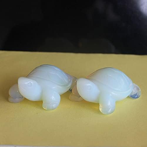 2 '' Ručno izrađena draguljasta kristalno bijela Opalitna morska kornjača figurica rezbarenja za životinje u kući