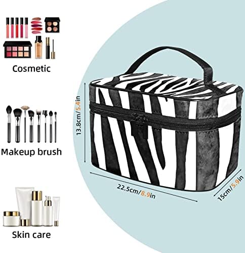 ECMRAD prijenosna makeup torba zebre crno bijeli tisak veliki kapacitet s patentnim zatvaračem pogodnim za lijepe djevojke dame tinejdžere