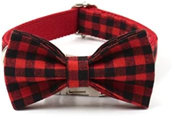 ZLXDP Dog Collar Classic Crno crveni karirani otisak Personalizirani ovratnik za pse izdržljiv mekani i udoban Bowtie Dog ovratnik