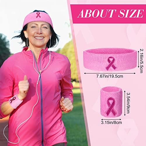 12 komada, Set narukvica za svijest o raku dojke, ružičasta vrpca, poklon za preživjele od raka, uključuje 4 komada sportske trake