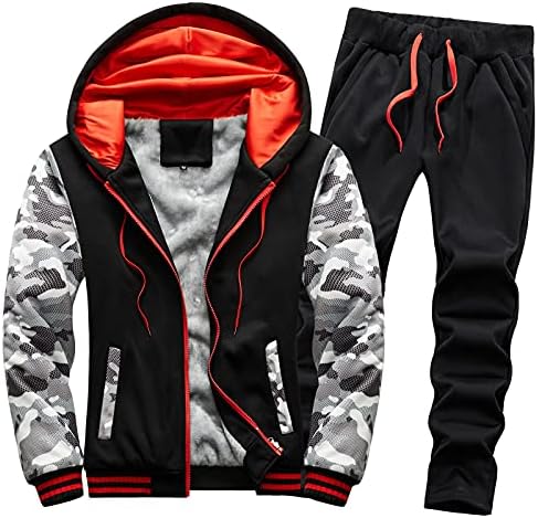 Sweatsuits za tracksuit za muškarce plus odijelo od čvrste jakne zadebljane hlače plus baršunasti hoodie tracksuits crni