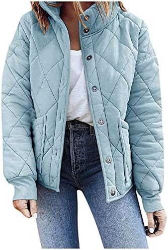 Tople jakne za žensku 2023., Women Winter Casual Light Jacket stoji ovratnik višebojni kaput s patentnim zatvaračem s džepovima