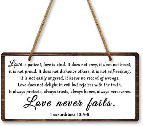 Korinćani 13 4-8 Ljubav je strpljiva, ljubav je ljubazan znak viseći plak inspiracijski citati dekor Biblijski stih religijski dom