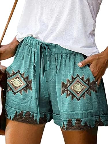 Kratke hlače za žene ljeto povremeni elastični struk zapadni etnički geometrijski print kratke hlače vrećaste garding plaže kratke
