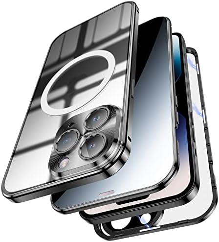 JONWELSY ANTI PEEPING SLUČAJ ZA IPhone 14 Pro, dvostrani zaštitni poklopac od 360 stupnjeva kompatibilan s magsafe anti špijunskom