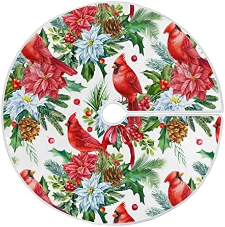 Alaza ukras suknja za božićno drvce, mali mini suknja mini suknja 35,4 inča s crvenim pticama kardinal za božićne zabave ukrasi za
