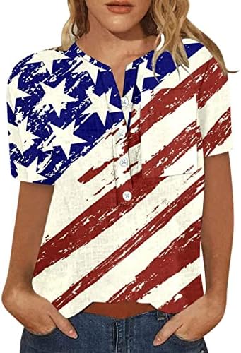 2023 Ženske košulje s rukavima 3/4 i okruglim vratom Ležerne ljetne modne majice s američkom zastavom bluze