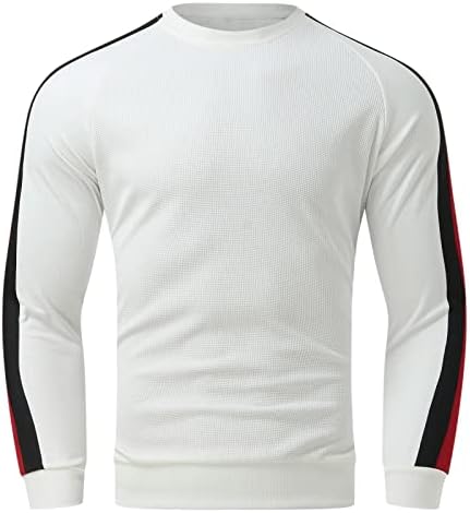 PDFBR Muška proljetna majica s dugim rukavima pletena bočna prugasta patchwork vitki fits vrhovi modna majica modna majica