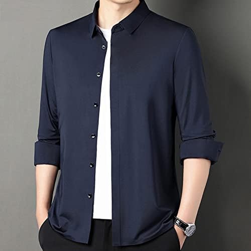 Muška čvrsta gumba dugih rukava dolje košulja bez nabora besplatno poslovanje formalne haljine košulje casual obična majica za vitak